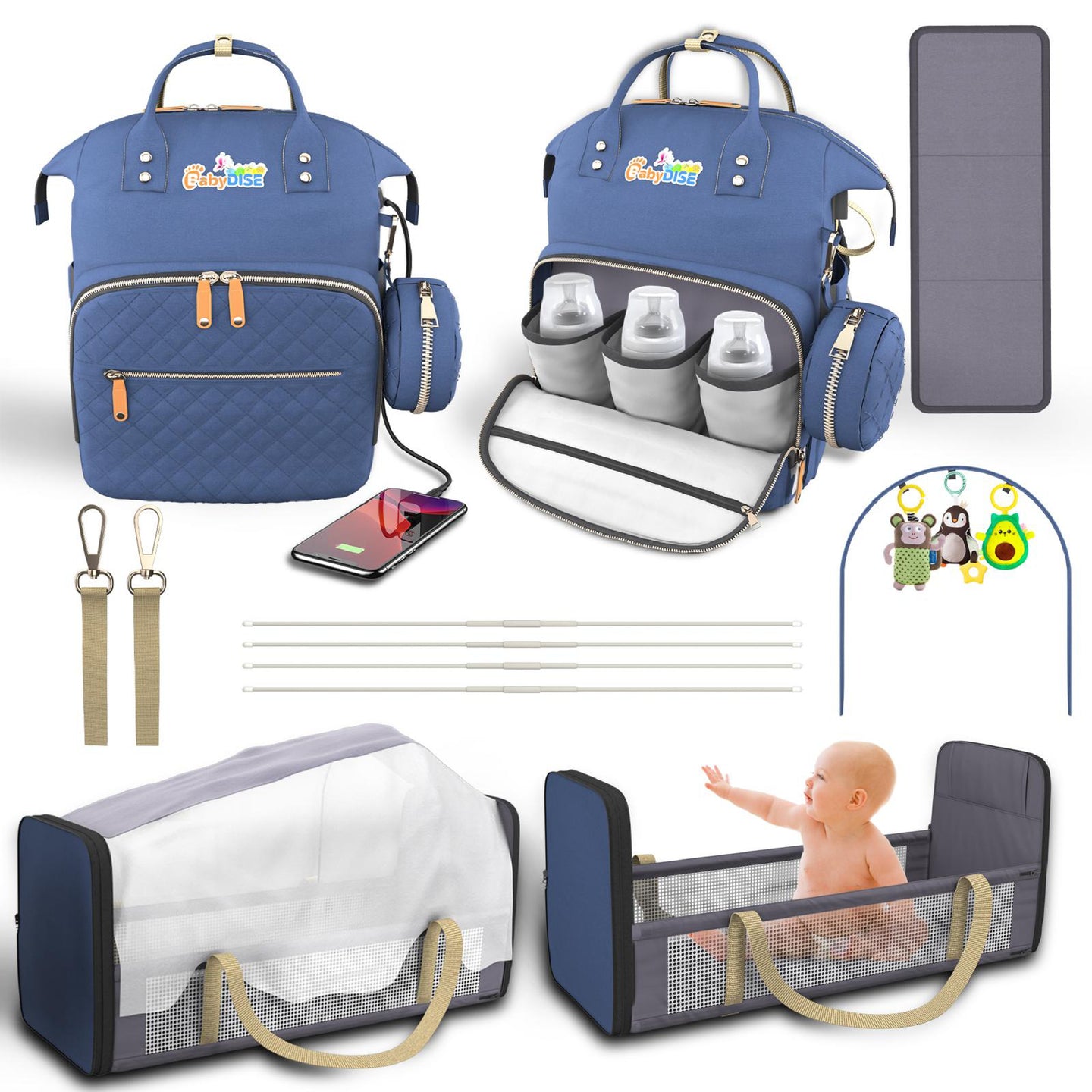 Sac à langer bleu